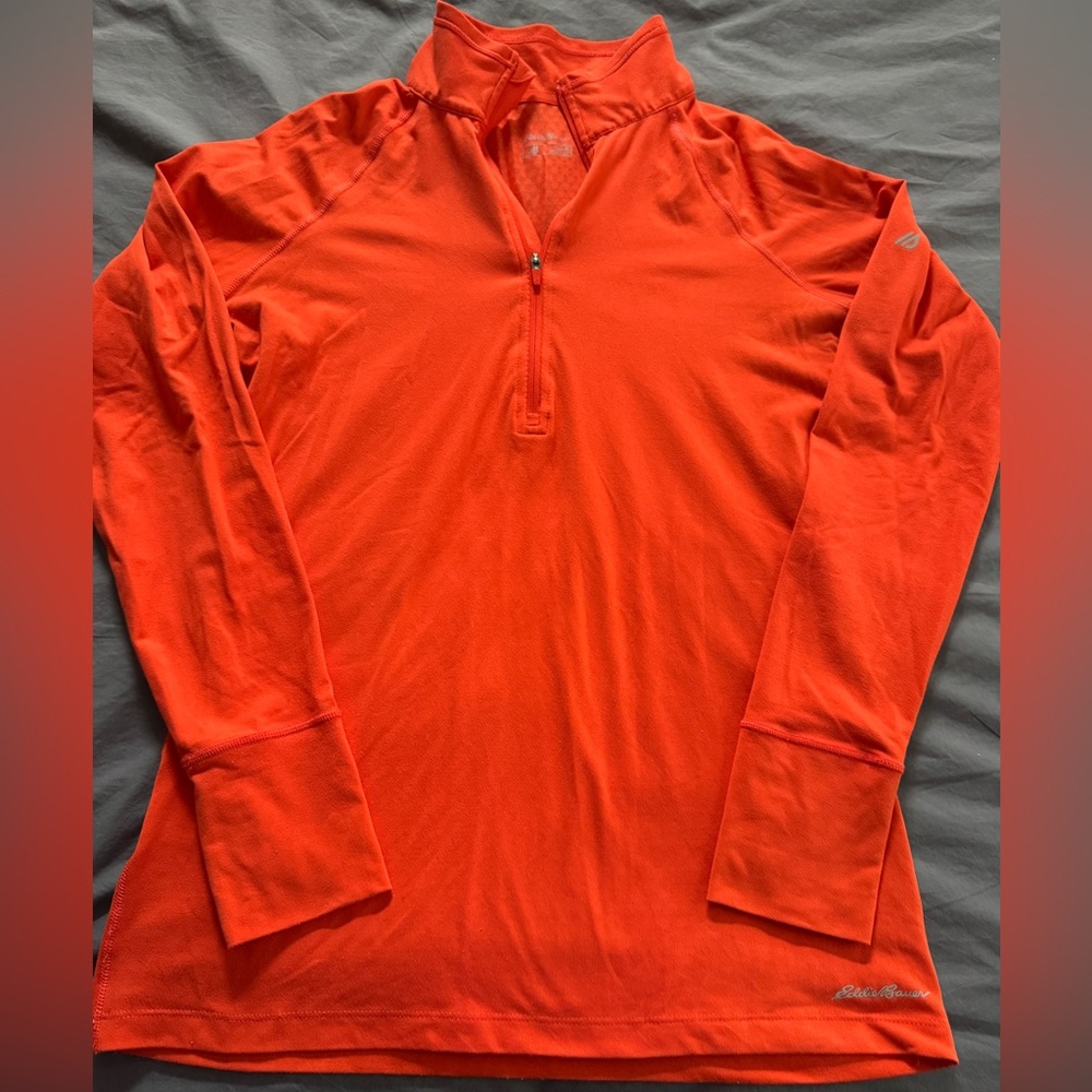 Eddie Bauer Orange Long-Sleeve Quarter-Zip Performance Shirt